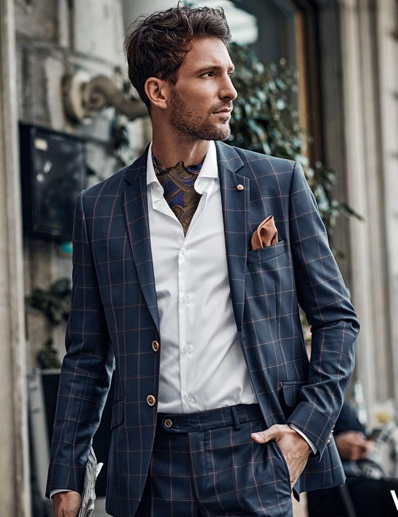 DiBanGu 3PCS Ascot Ties for Men Wedding Jacquard Woven Silk Ascot Cravat for Men Cravat Tie and Pocket Square Set - Image 3